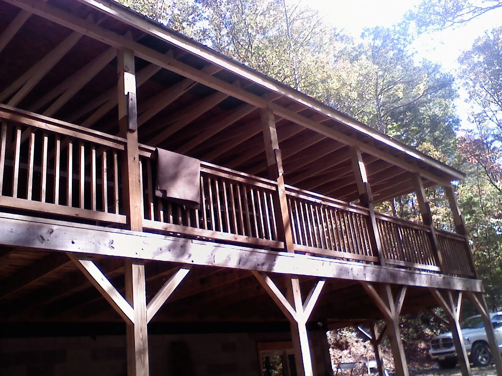 Timber framing under a new elevated porch and deck — Roof Leak Repair in Cooksville by Roofing Brothers